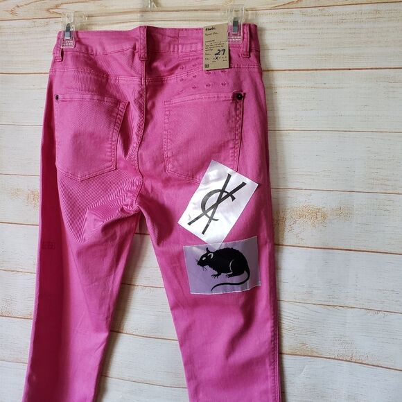 Ksubi Spray On Denim Skinny Jeans Pop Purple Hot Pink Zip Ankle Women's Size 29 - Picture 5 of 10